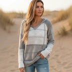 Women's Cozy Hooded Knit Sweater – Striped