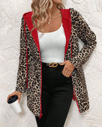 Women's Reversible Hooded Coat With Leopard Print