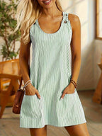 Felicia - Sleeveless Striped Pocket Dress