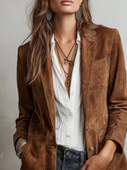Women's Suede Blazer Jacket – Vintage Style
