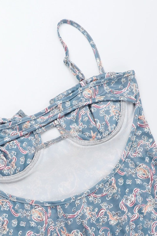Women's Paisley Floral Maxi Dress - Slip Silhouette & Spaghetti Strap