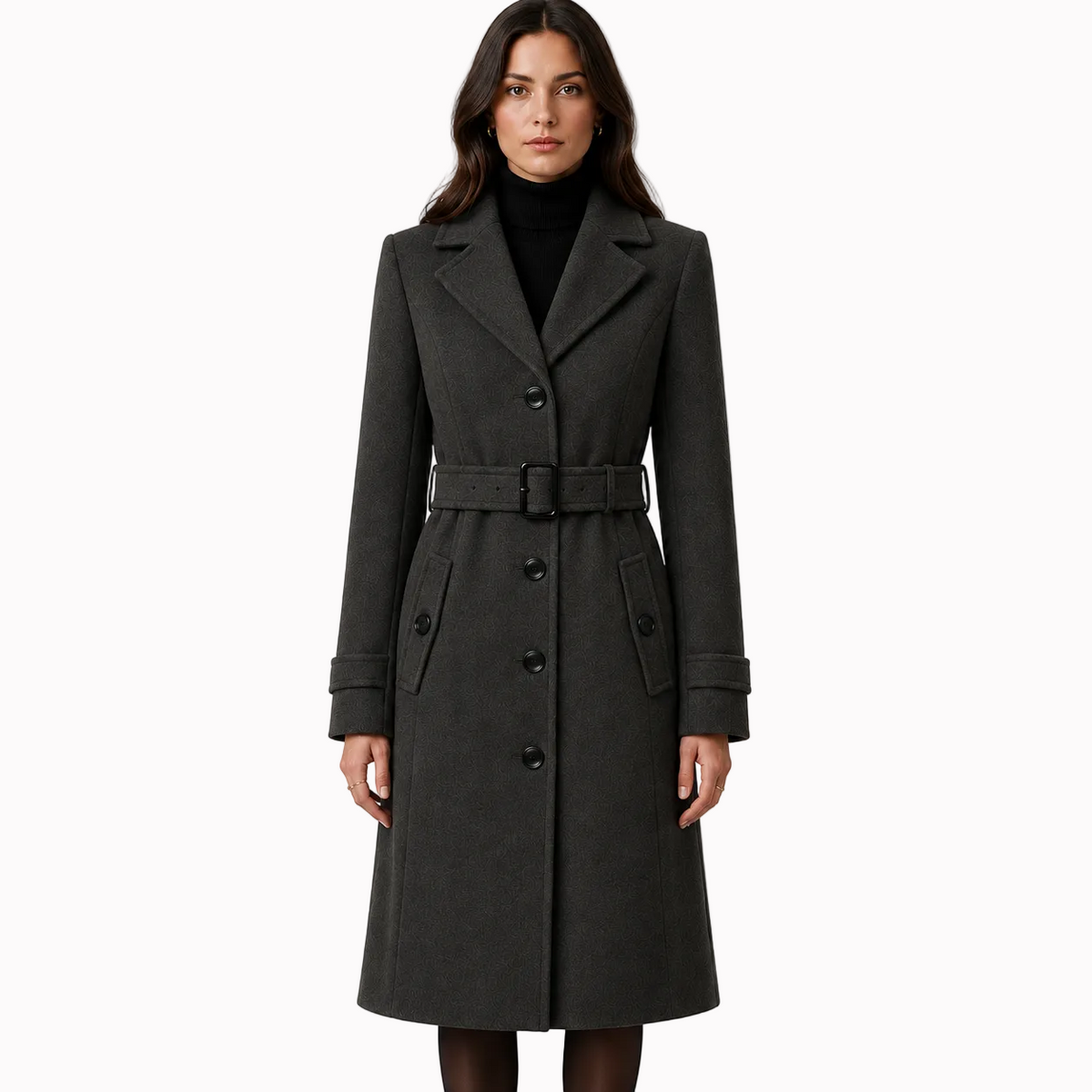 Charlotte | Elegant Long Coat – Button Front