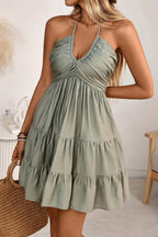 Women's Off-Shoulder Mini Dress - Pleated Fitted Silhouette & Ruffle