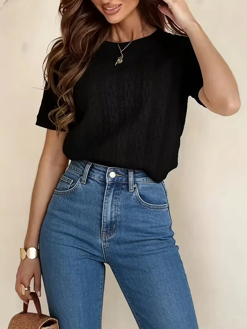 Women's Jacquard T-Shirt – Round Neck