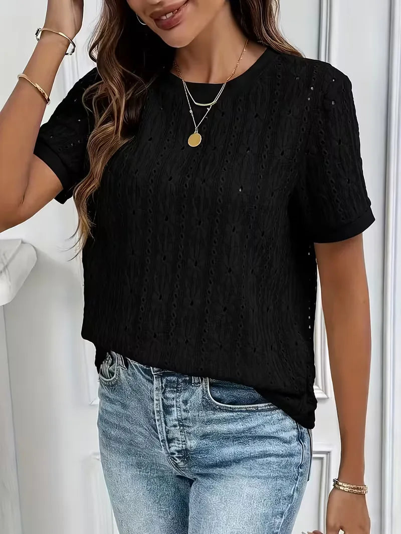 Women's Jacquard T-Shirt – Round Neck