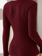 Women's V-Neck Longsleeve – Ribbed Texture