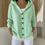 Harper | Cozy Hooded Cardigan – Button Front