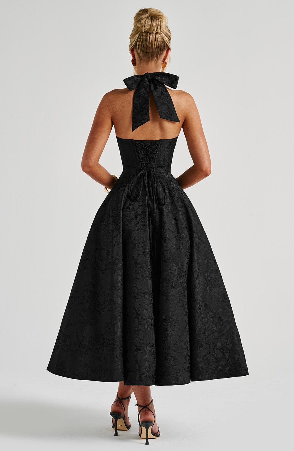 Satin Midi Dress - Flowing Twirl Silhouette Elegant Style