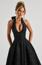 Satin Midi Dress - Flowing Twirl Silhouette Elegant Style