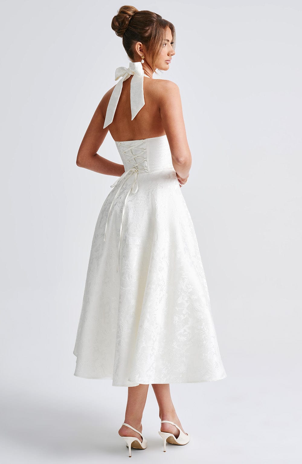Satin Midi Dress - Flowing Twirl Silhouette Elegant Style