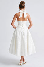 Satin Midi Dress - Flowing Twirl Silhouette Elegant Style