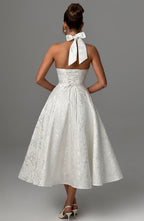Satin Midi Dress - Flowing Twirl Silhouette Elegant Style
