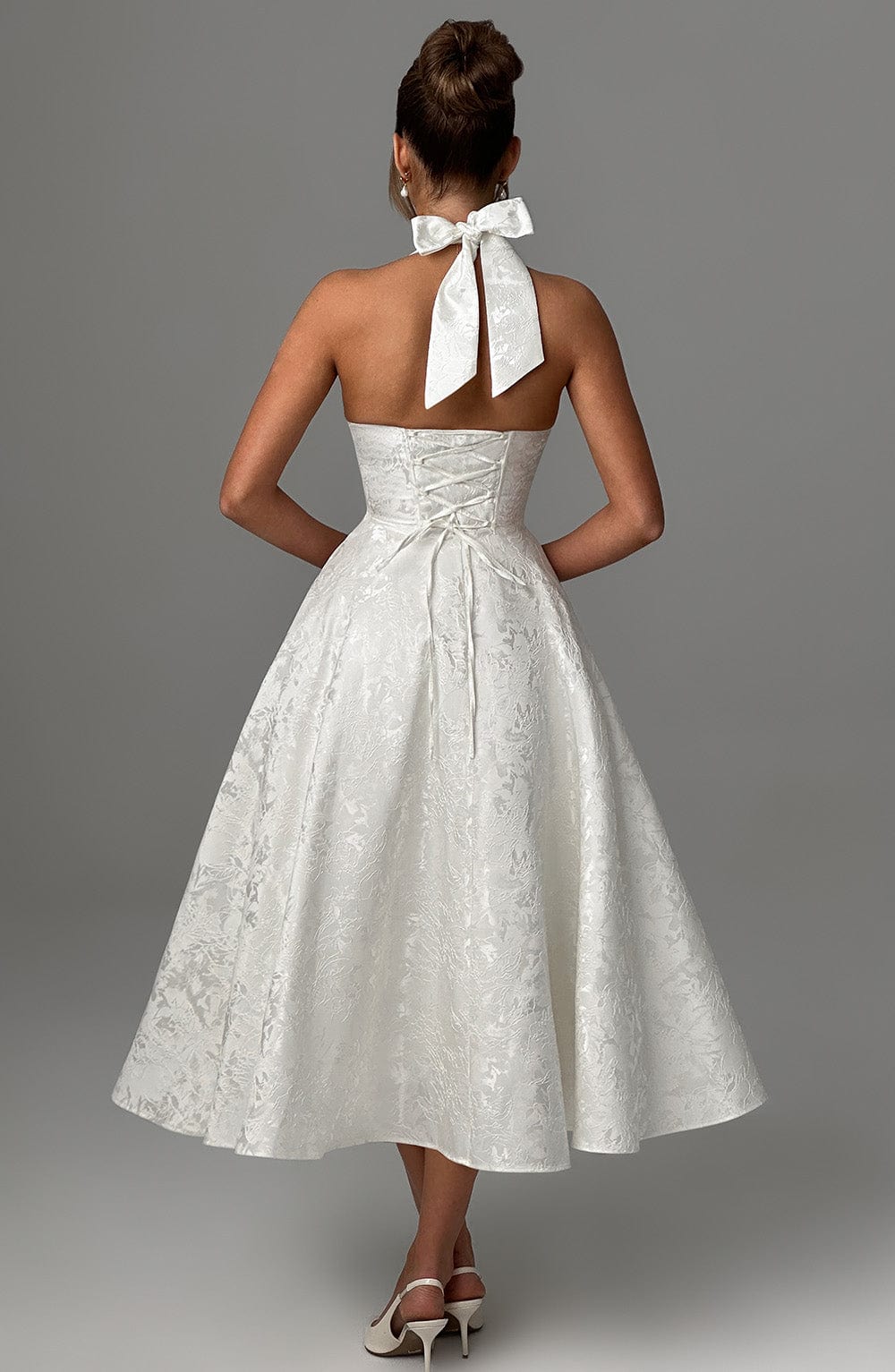 Satin Midi Dress - Flowing Twirl Silhouette Elegant Style