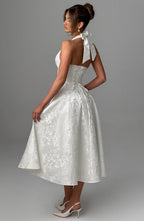 Satin Midi Dress - Flowing Twirl Silhouette Elegant Style