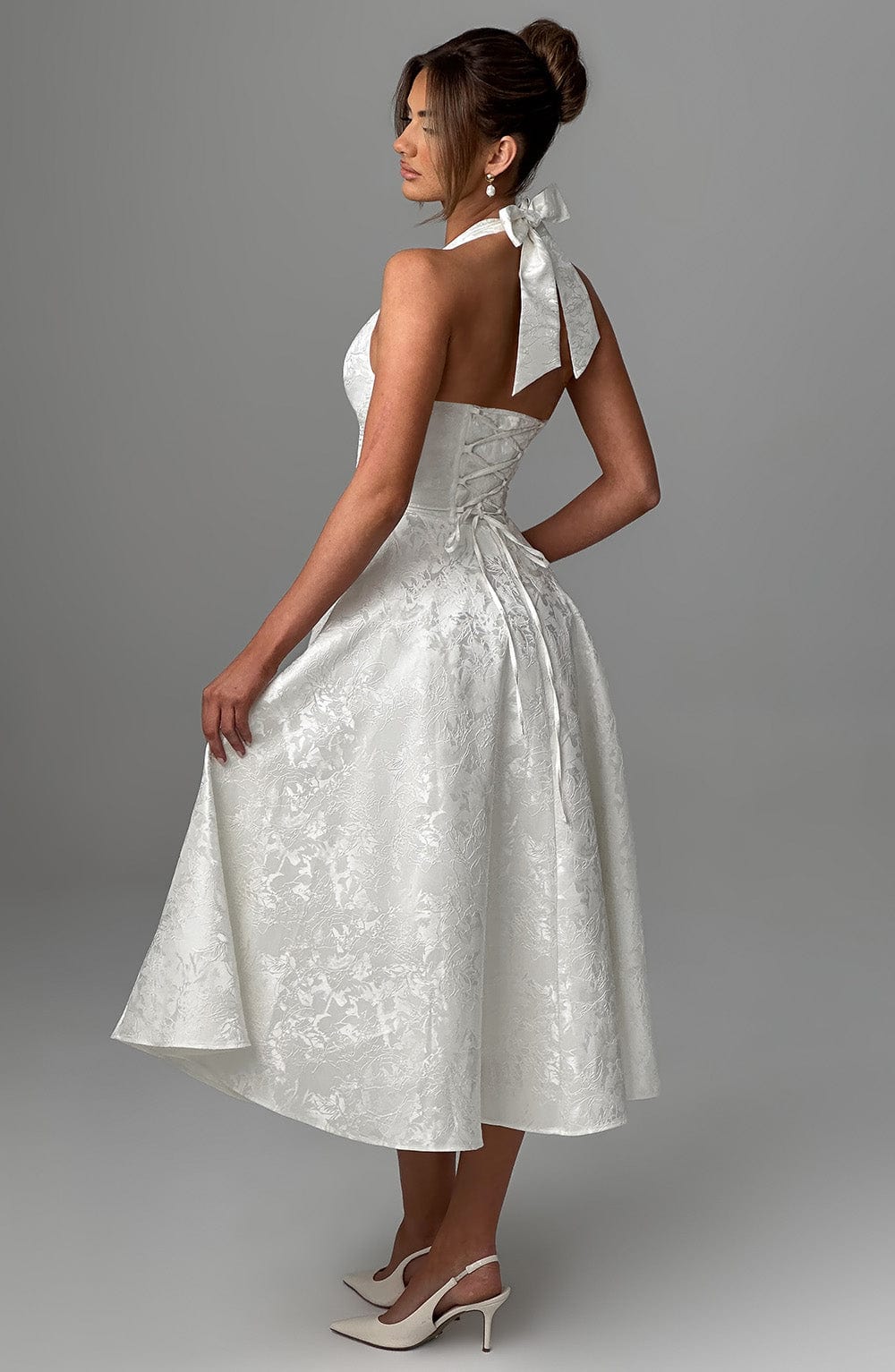Satin Midi Dress - Flowing Twirl Silhouette Elegant Style