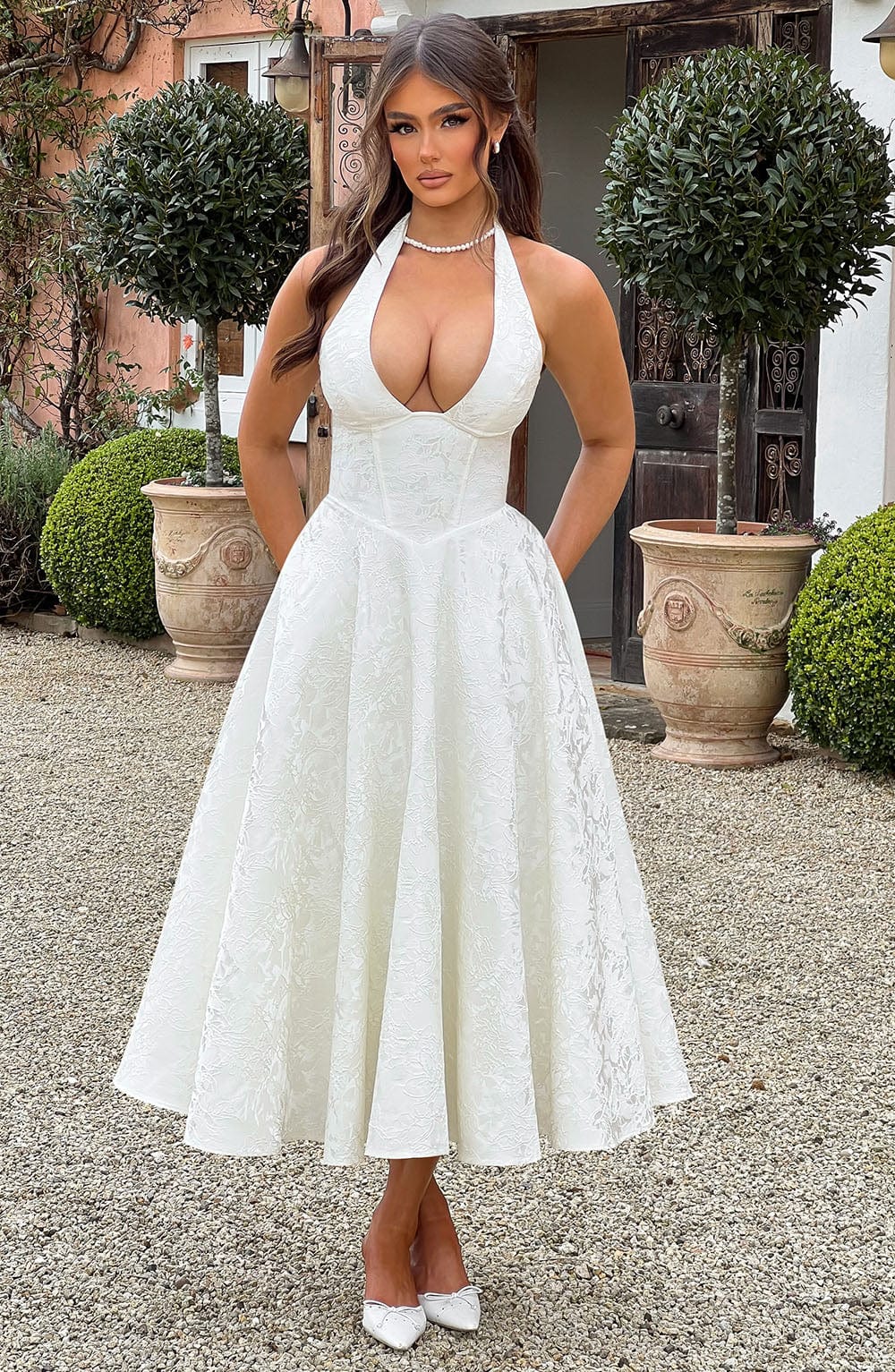 Satin Midi Dress - Flowing Twirl Silhouette Elegant Style
