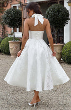 Satin Midi Dress - Flowing Twirl Silhouette Elegant Style
