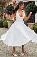 Satin Midi Dress - Flowing Twirl Silhouette Elegant Style