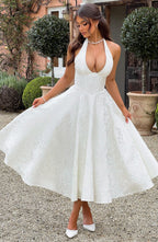 Satin Midi Dress - Flowing Twirl Silhouette Elegant Style