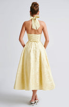 Satin Midi Dress - Flowing Twirl Silhouette Elegant Style