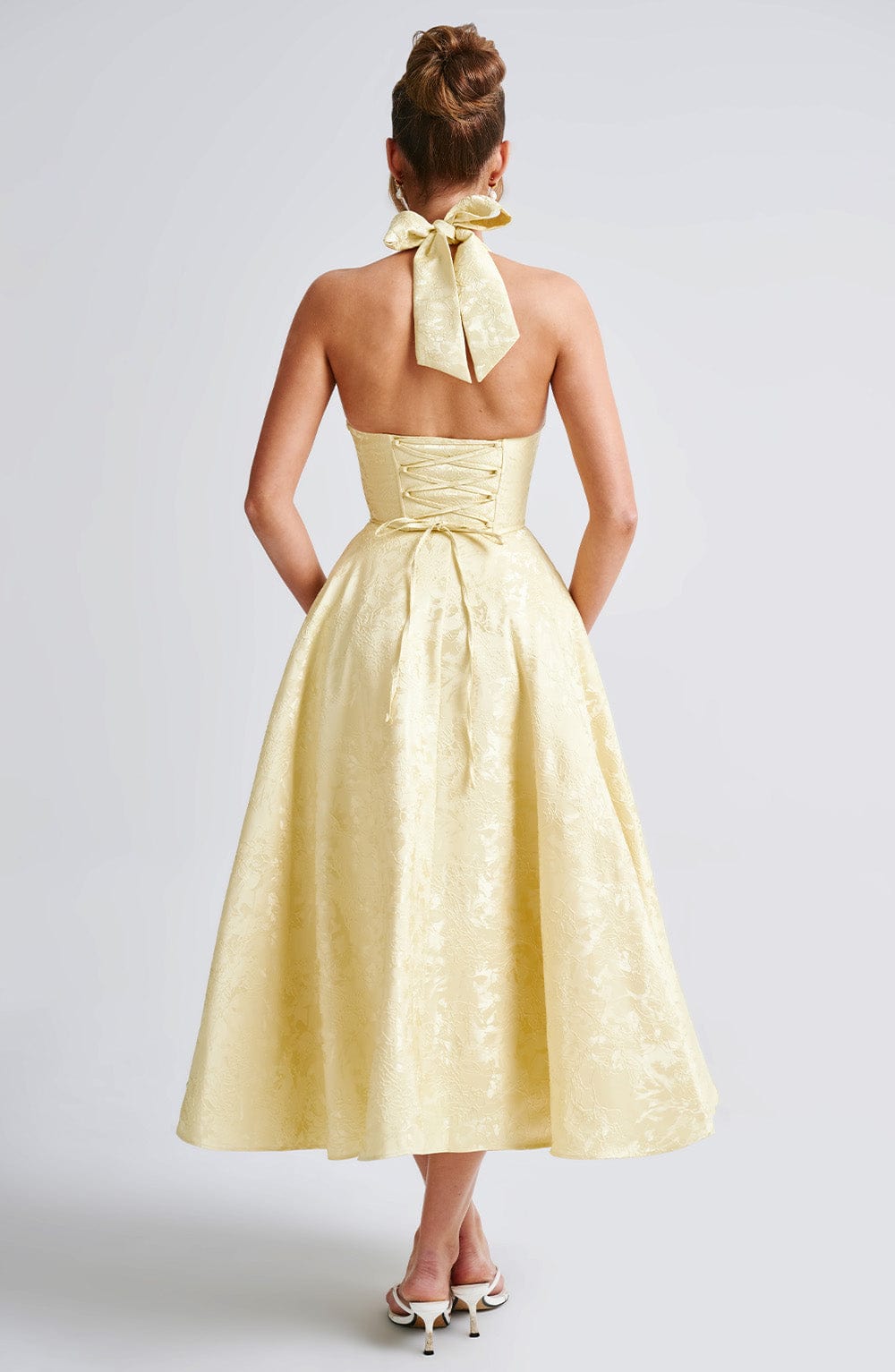 Satin Midi Dress - Flowing Twirl Silhouette Elegant Style