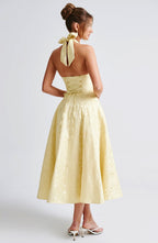 Satin Midi Dress - Flowing Twirl Silhouette Elegant Style