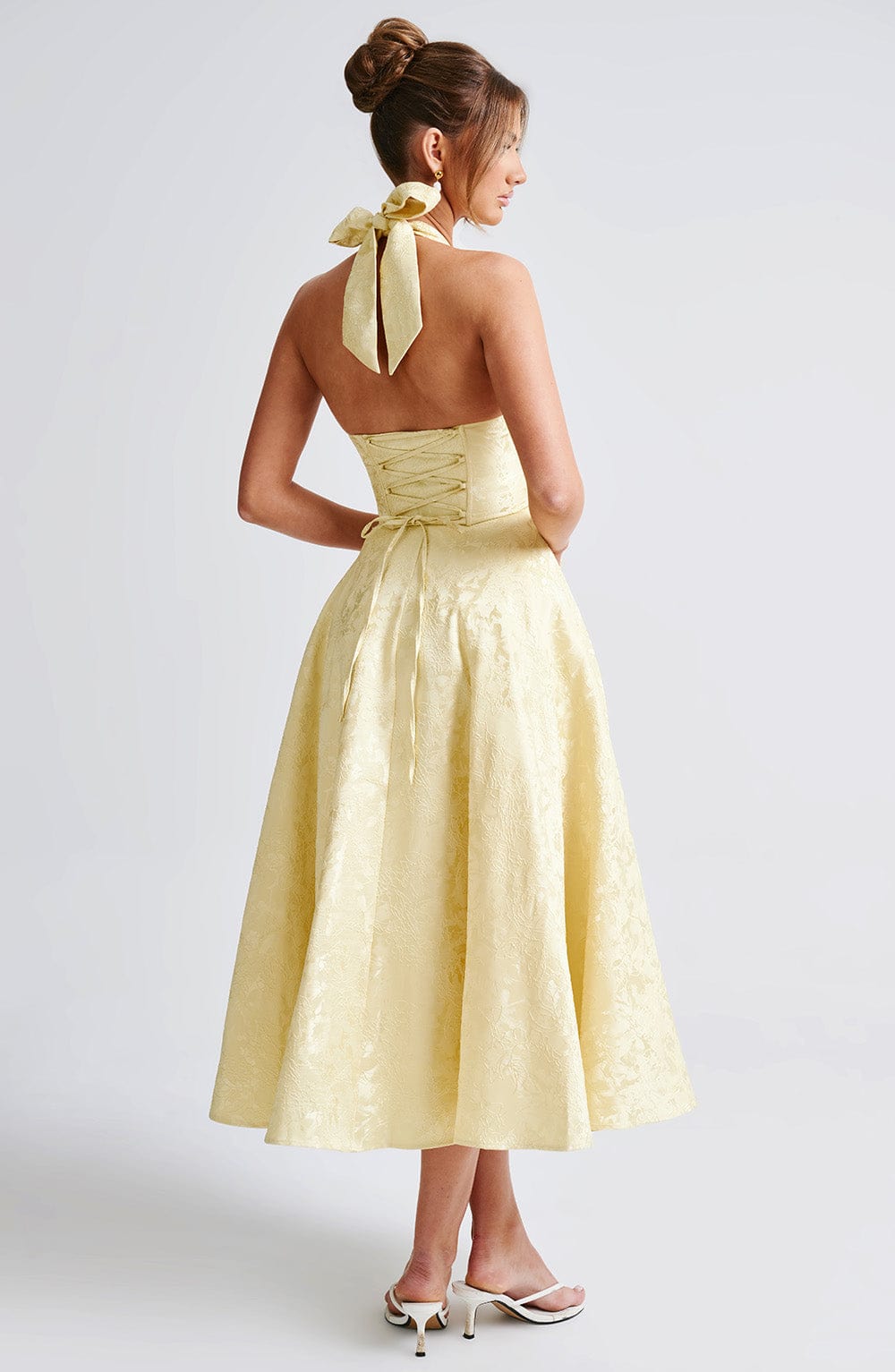 Satin Midi Dress - Flowing Twirl Silhouette Elegant Style