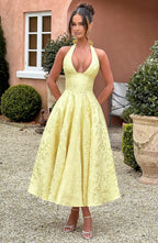 Satin Midi Dress - Flowing Twirl Silhouette Elegant Style