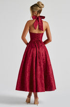 Satin Midi Dress - Flowing Twirl Silhouette Elegant Style