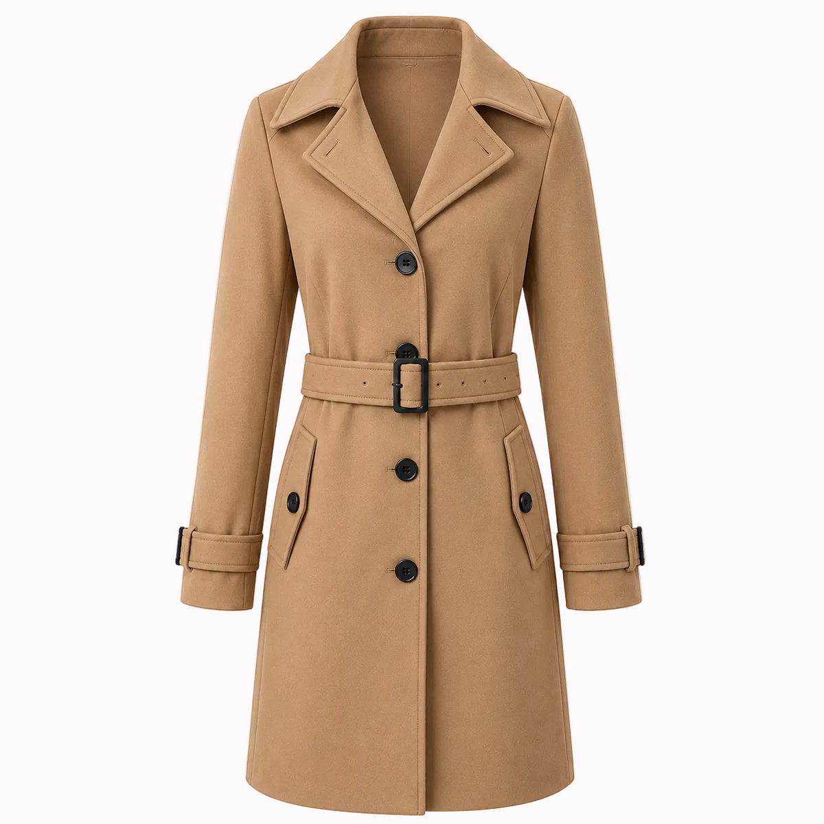 Charlotte | Elegant Long Coat – Button Front