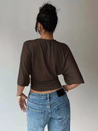 Women's Cropped T-Shirt – Ruched Waist