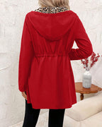 Women's Reversible Hooded Coat With Leopard Print