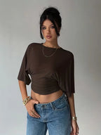 Women's Cropped T-Shirt – Ruched Waist