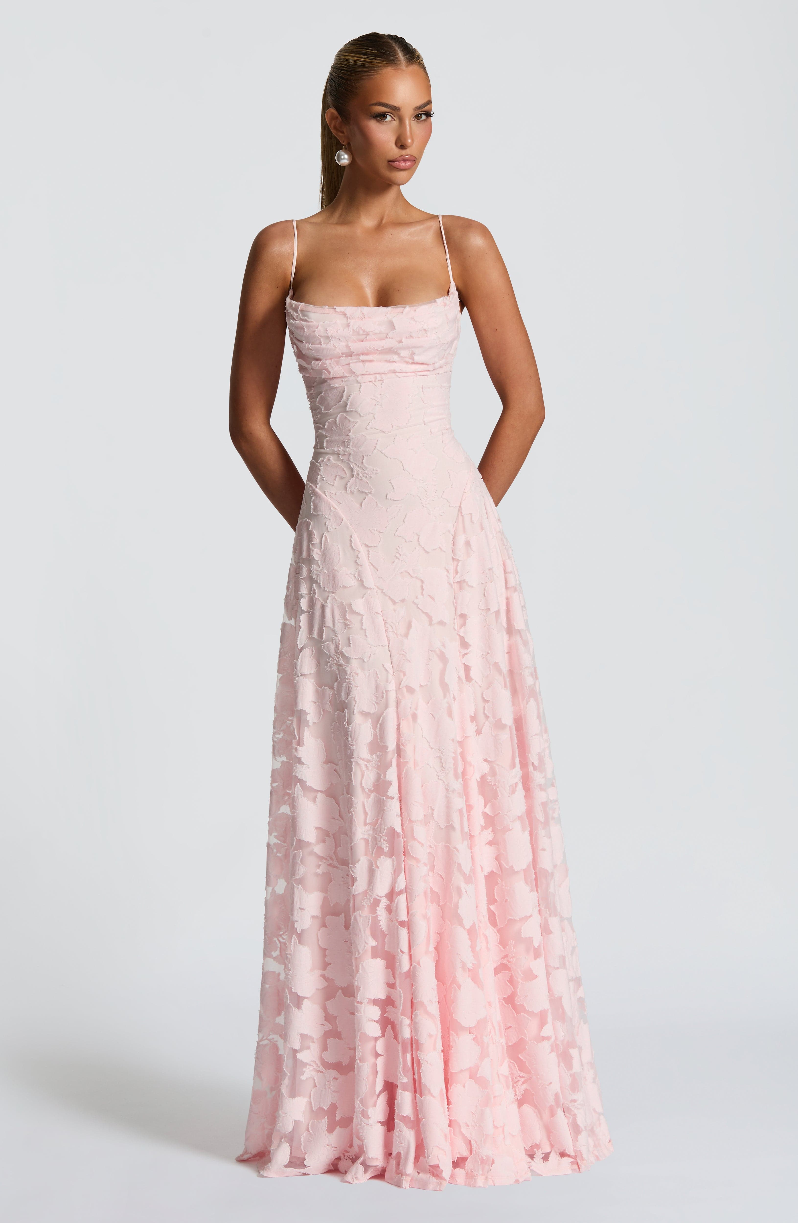 Florencia Floral Maxi Dress - Open Back Bow Detail