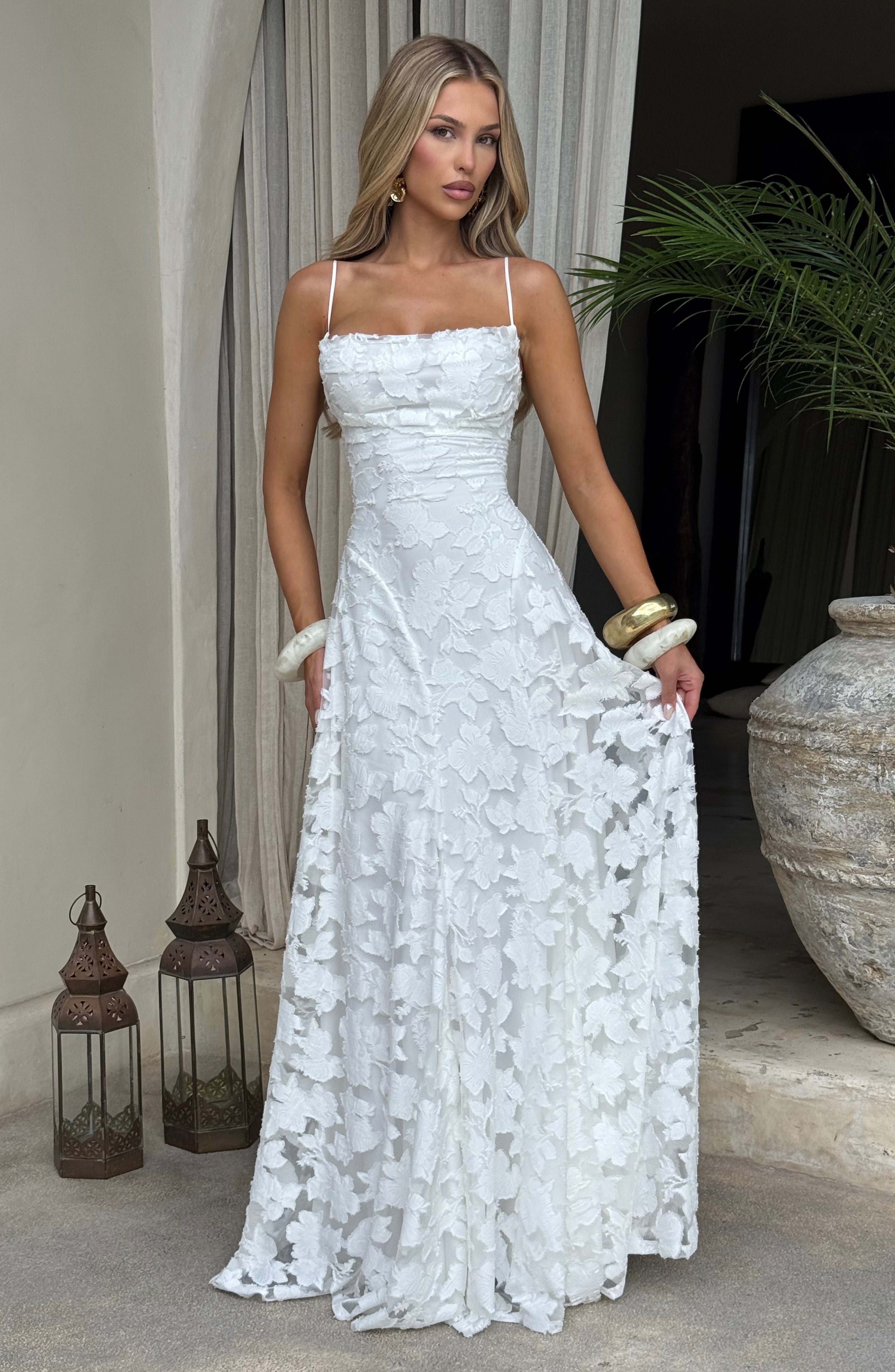 Florencia Floral Maxi Dress - Open Back Bow Detail