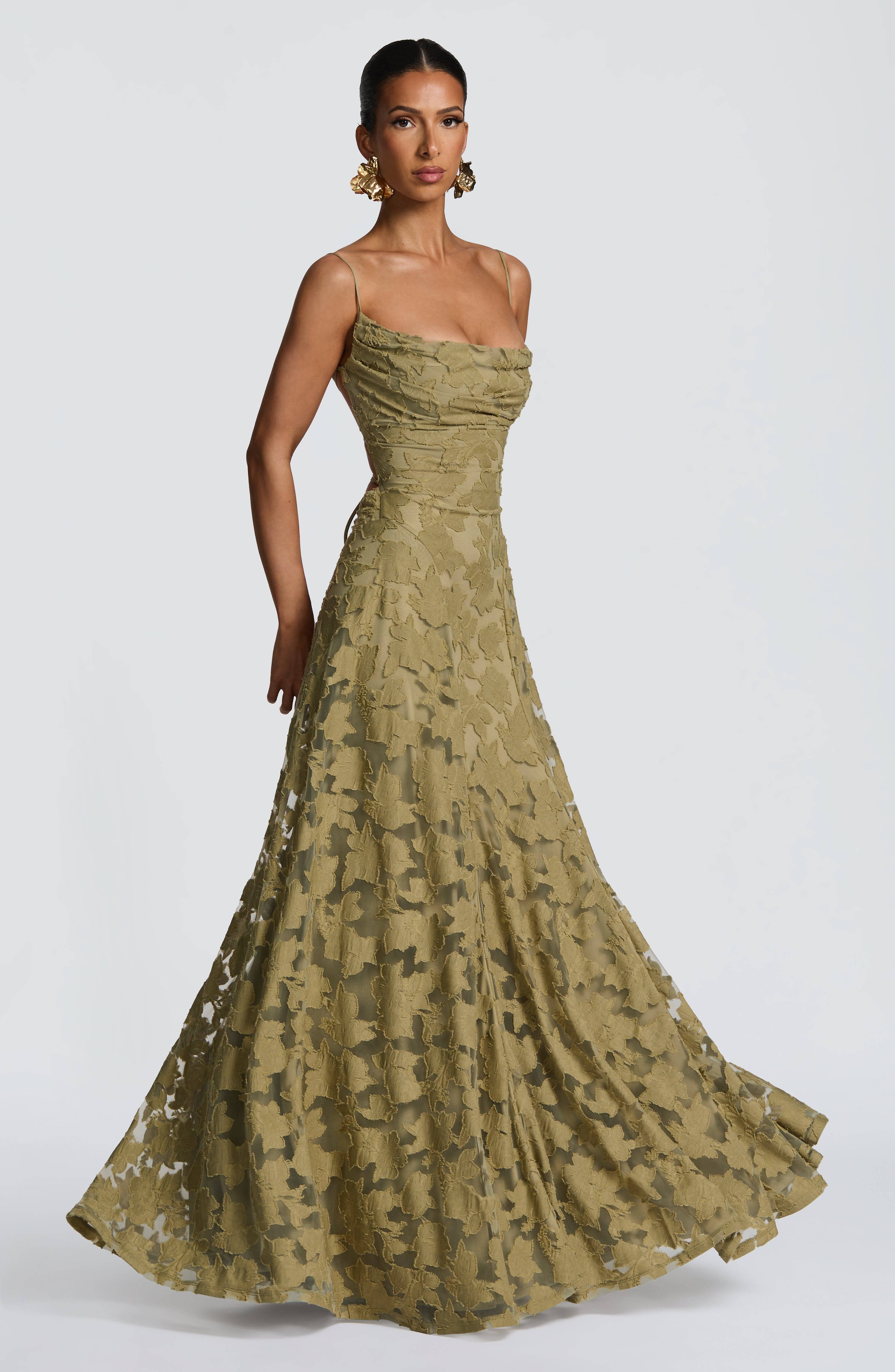 Florencia Floral Maxi Dress - Open Back Bow Detail
