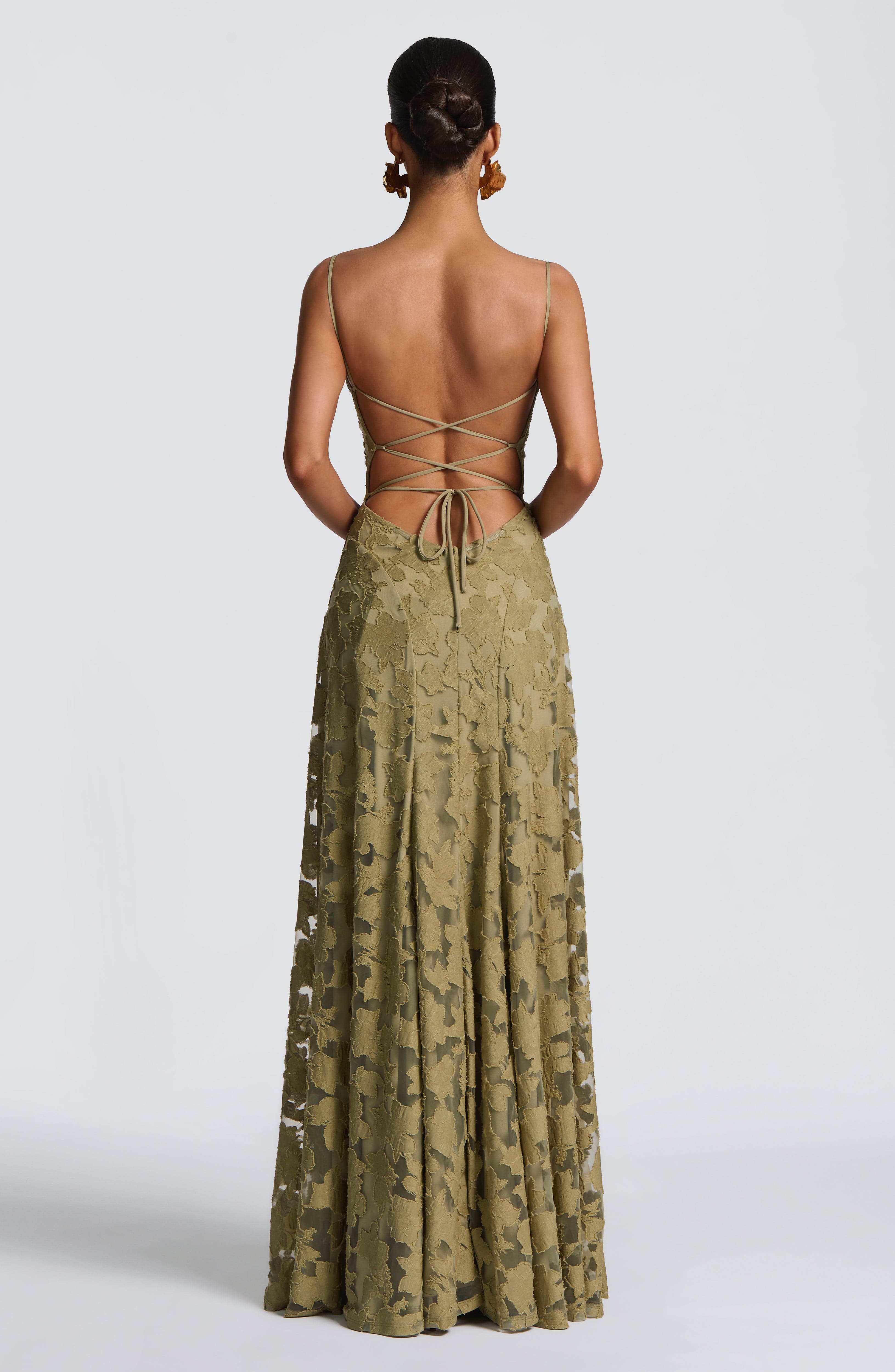 Florencia Floral Maxi Dress - Open Back Bow Detail