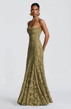 Florencia Floral Maxi Dress - Open Back Bow Detail