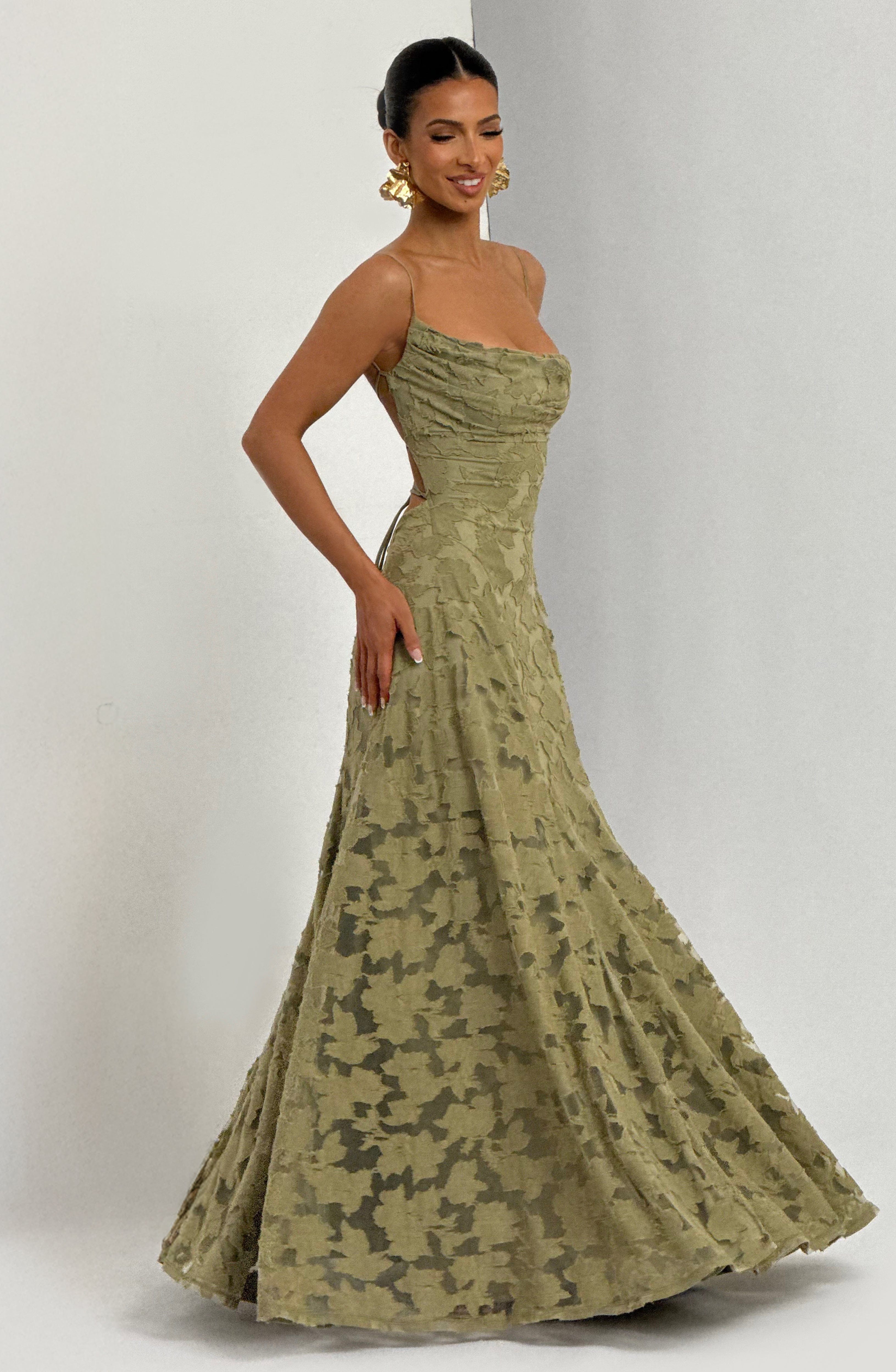Florencia Floral Maxi Dress - Open Back Bow Detail