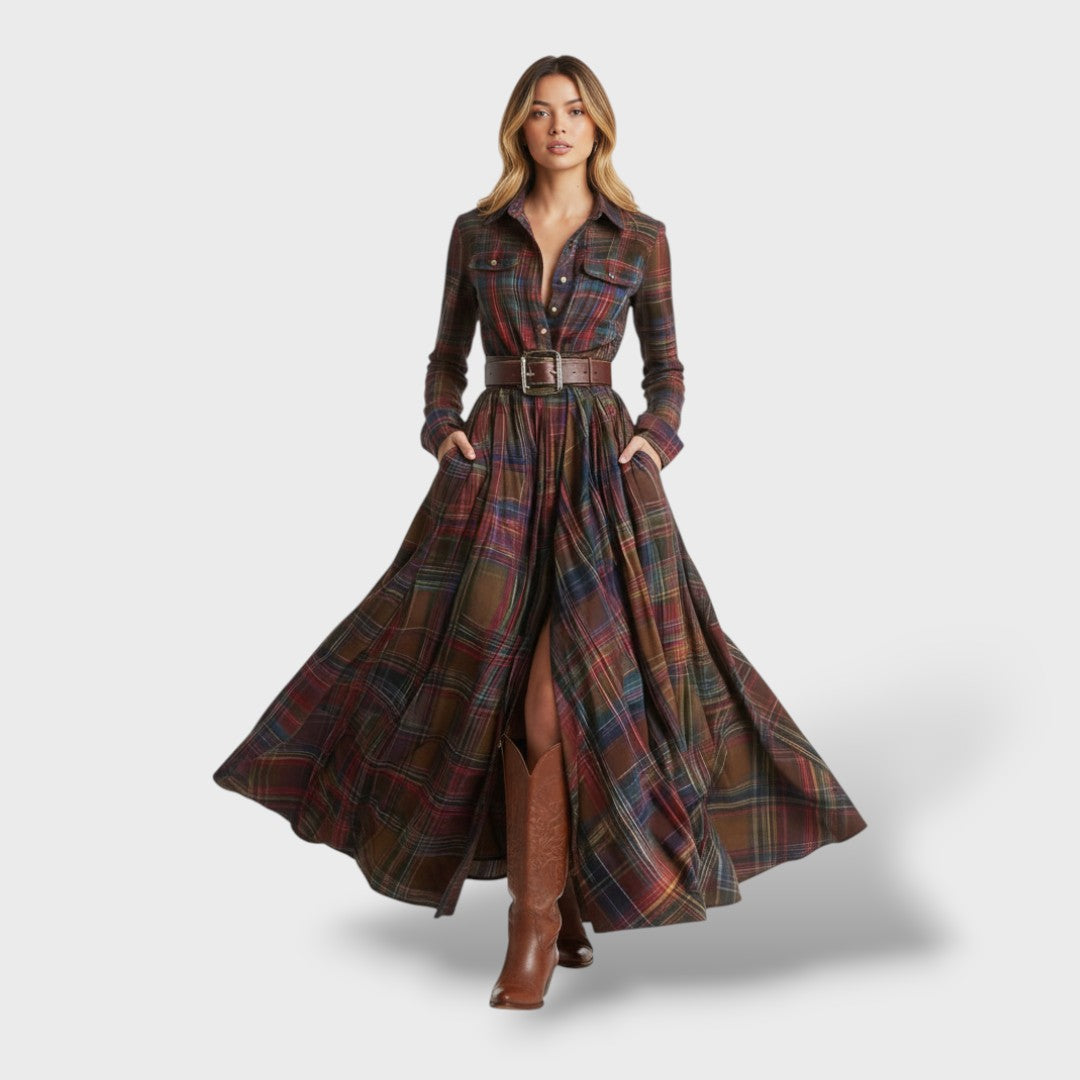 Women's Check Shirt Dress – Long Sleeve