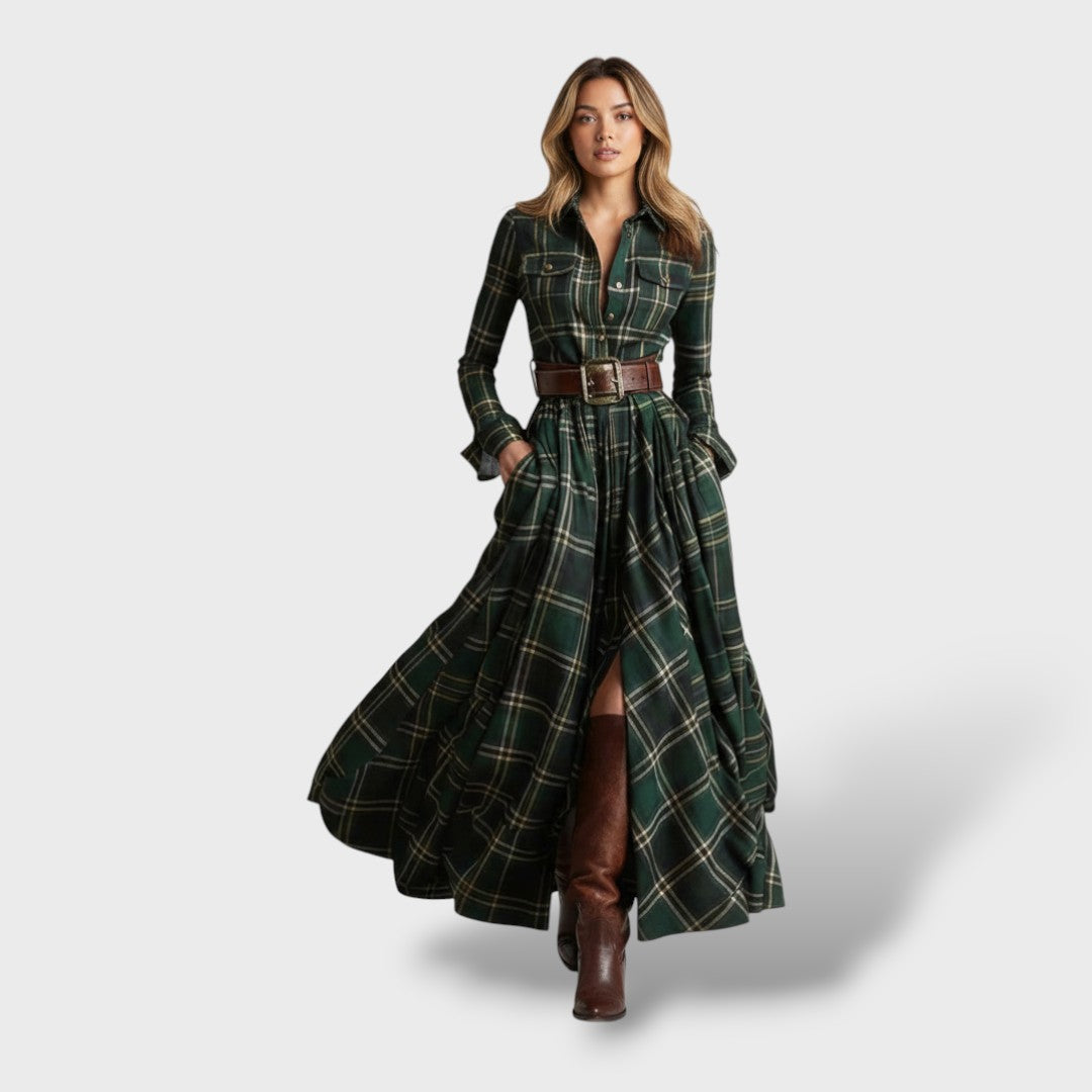Women's Check Shirt Dress – Long Sleeve