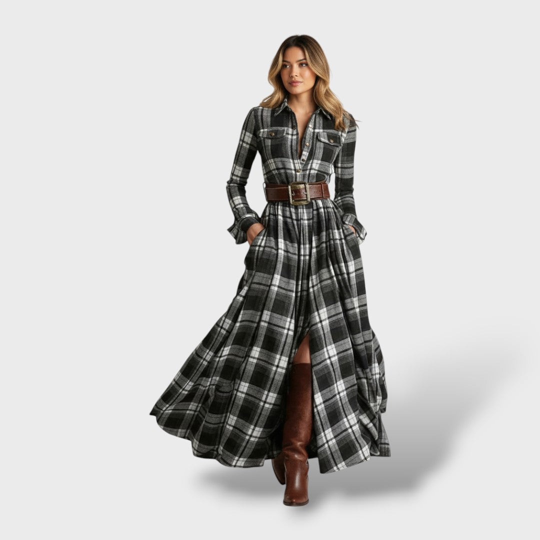 Women's Check Shirt Dress – Long Sleeve