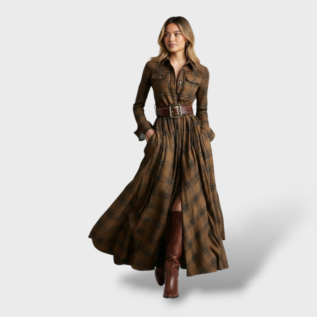 Women's Check Shirt Dress – Long Sleeve