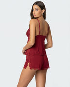 Women's Lace Cami Shorts Set - Sleepwear Lounge Pajama Set