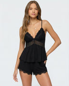 Women's Lace Cami Shorts Set - Sleepwear Lounge Pajama Set
