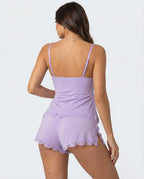 Women's Lace Cami Shorts Set - Sleepwear Lounge Pajama Set