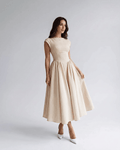 Women's Flutter Sleeve A-Line Midi Dress