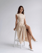 Women's Flutter Sleeve A-Line Midi Dress
