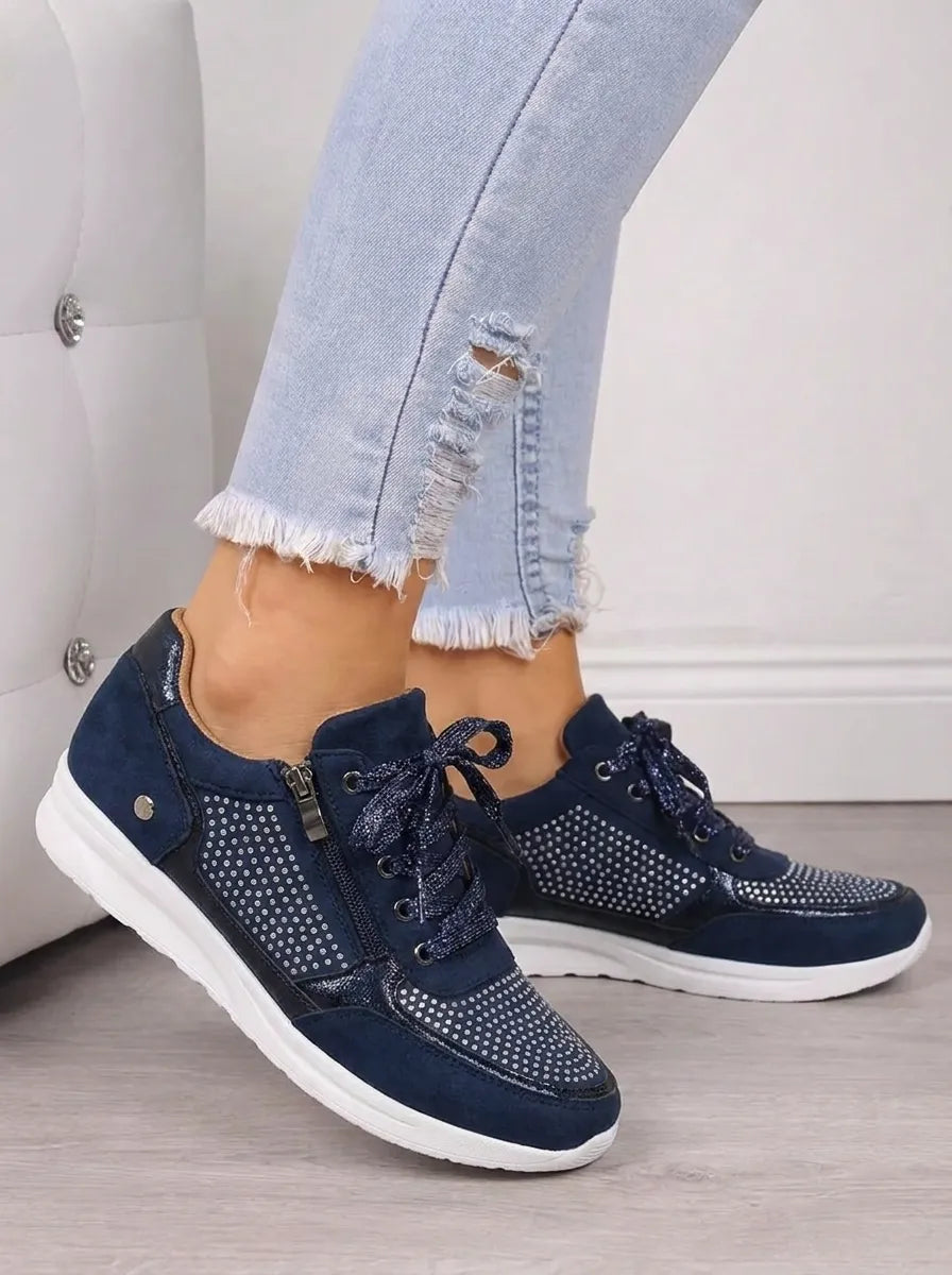 Women's Chic Zip-Up Sneakers – Cushioned Sole