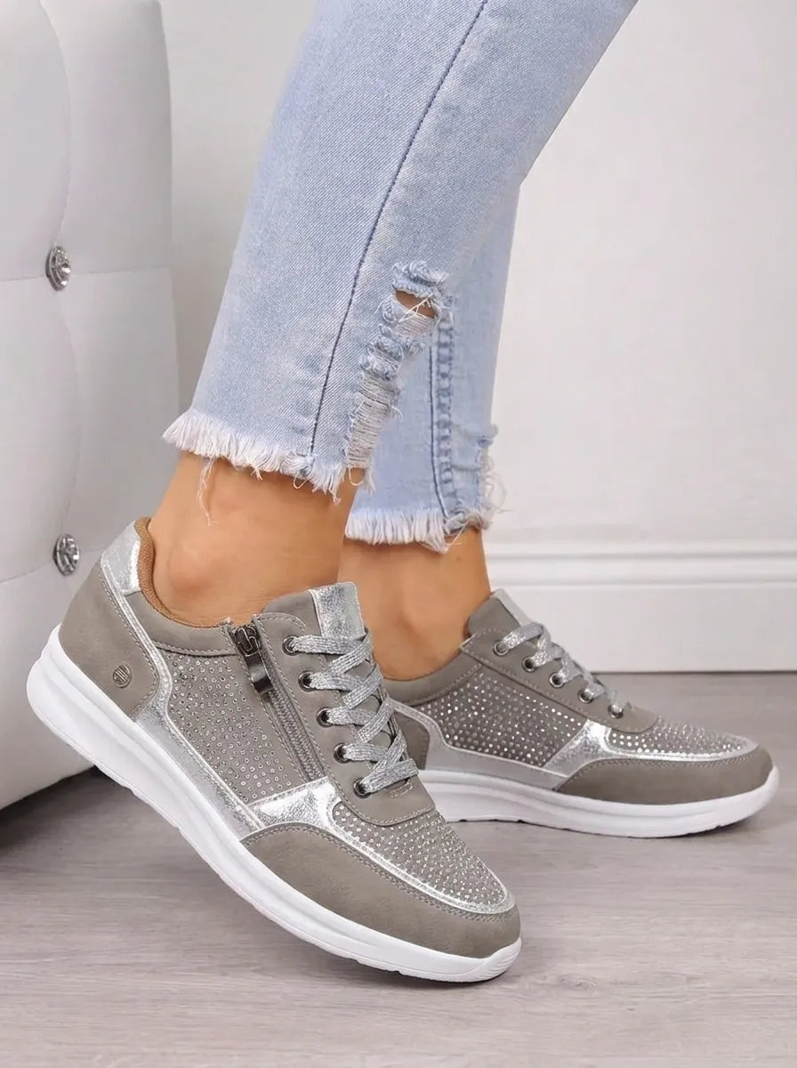 Women's Chic Zip-Up Sneakers – Cushioned Sole
